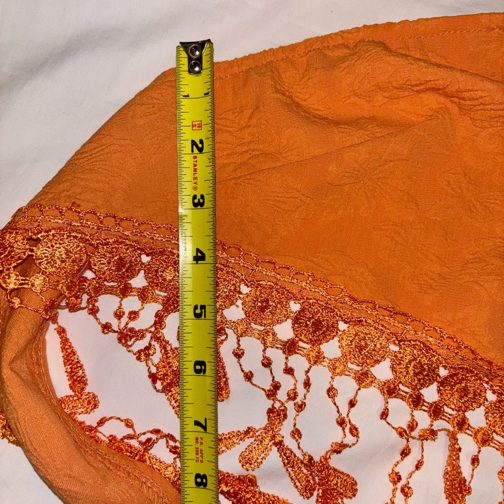 Boho Orange Fringed Cropped Bandeau Top - Picture 5 of 9